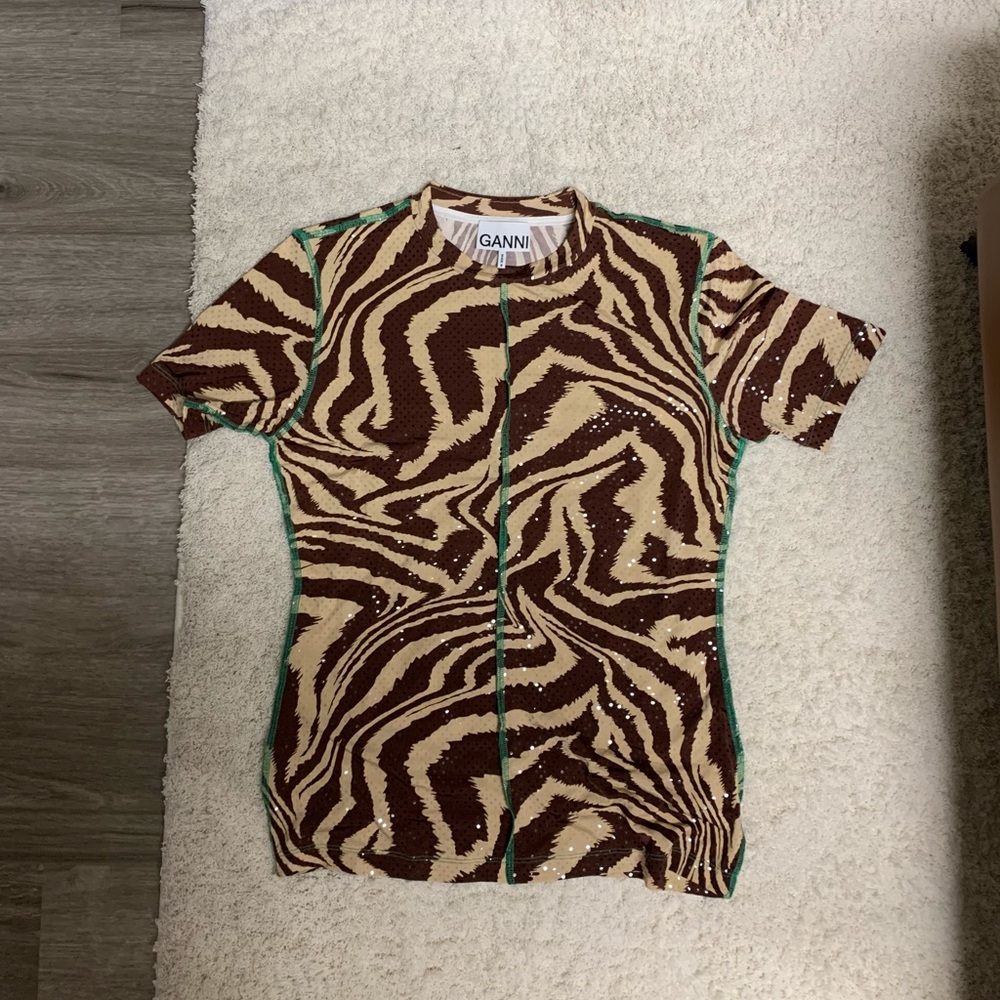 Ganni Sequin Animal Print Tshirt